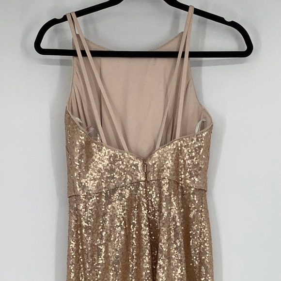 NEW! Dessy Collection Size 0 Elle Sequin Rose Gold Gown Dress $284 msrp I24-19 - Picture 9 of 9